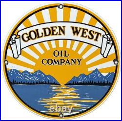 Vintage Golden West Motor Oil Porcelain Sign Dealership Gas Station Pump Plate