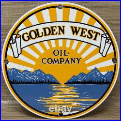 Vintage Golden West Motor Oil Porcelain Sign Dealership Gas Station Pump Plate