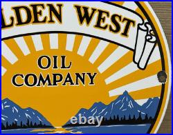 Vintage Golden West Motor Oil Porcelain Sign Dealership Gas Station Pump Plate