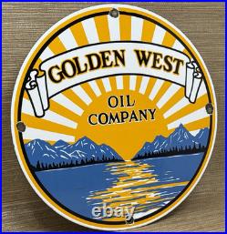 Vintage Golden West Motor Oil Porcelain Sign Dealership Gas Station Pump Plate