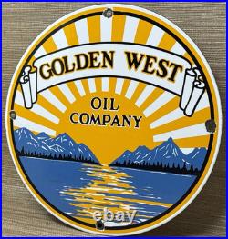 Vintage Golden West Motor Oil Porcelain Sign Dealership Gas Station Pump Plate
