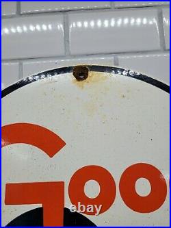 Vintage Good Gulf Porcelain Sign Motor Oil Gas Station Service Pump Plate 12
