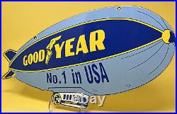 Vintage Good Year Blimp Tires Porcelain Sign Gas Motor Oil Continental Michelin
