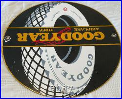 Vintage Goodyear Airplane Tires Porcelain Sign Gas Station Pump Motor Oil Dunlop