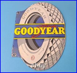 Vintage Goodyear Tires Sign Aviation Tires Gas Motor Oil Pump Porcelain Sign