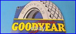 Vintage Goodyear Tires Sign Aviation Tires Gas Motor Oil Pump Porcelain Sign