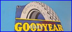 Vintage Goodyear Tires Sign Aviation Tires Gas Motor Oil Pump Porcelain Sign