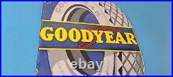 Vintage Goodyear Tires Sign Aviation Tires Gas Motor Oil Pump Porcelain Sign