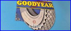 Vintage Goodyear Tires Sign Aviation Tires Gas Motor Oil Pump Porcelain Sign