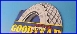 Vintage Goodyear Tires Sign Aviation Tires Gas Motor Oil Pump Porcelain Sign