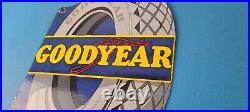 Vintage Goodyear Tires Sign Aviation Tires Gas Motor Oil Pump Porcelain Sign