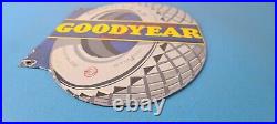 Vintage Goodyear Tires Sign Aviation Tires Gas Motor Oil Pump Porcelain Sign