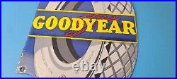 Vintage Goodyear Tires Sign Aviation Tires Gas Motor Oil Pump Porcelain Sign