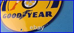 Vintage Goodyear Tires Sign Pinup Girl Sign Gas Motor Oil Pump Porcelain Sign