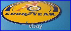 Vintage Goodyear Tires Sign Pinup Girl Sign Gas Motor Oil Pump Porcelain Sign