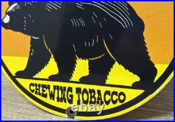 Vintage Grizzly Chewing Tobacco Porcelain Sign Motor Oil Gas Station Bear