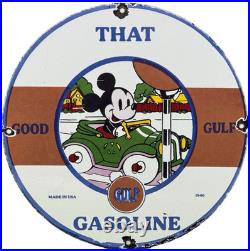 Vintage Gulf Gasoline Porcelain Sign General Store Gas Station Motor Oil Disney