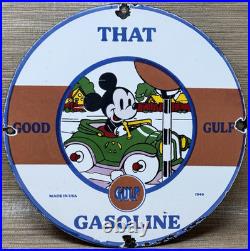 Vintage Gulf Gasoline Porcelain Sign General Store Gas Station Motor Oil Disney