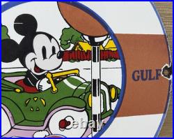 Vintage Gulf Gasoline Porcelain Sign General Store Gas Station Motor Oil Disney