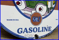 Vintage Gulf Gasoline Porcelain Sign General Store Gas Station Motor Oil Disney