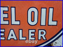 Vintage Gulf Porcelain Sign 30 Gas Pump Station Motor Oil Fuel Dealer Service