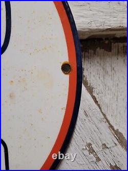 Vintage Gulf Porcelain Sign Marine Boat Motor Oil Gas Pump Plate Lake Camp Swim