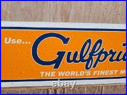 Vintage Gulf Pride Porcelain Sign Old Motor Oil Gas Petroleum Advertising Sales
