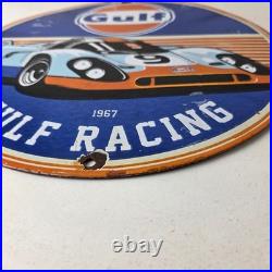 Vintage Gulf Racing Sign Service Station Gas & Motor Oil Pump Service Sign