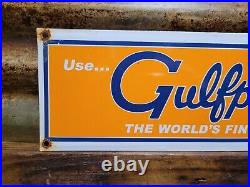 Vintage Gulfpride Porcelain Sign Old Gulf Motor Oil Gas Station Service Garage