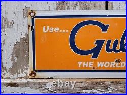 Vintage Gulfpride Porcelain Sign Old Gulf Motor Oil Gas Station Service Garage