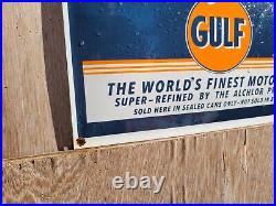 Vintage Gulfpride Porcelain Sign Old Motor Oil Gas Station Service Plaza Lube