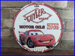 Vintage Guyler Motor Oil Porcelain Gas Station Pump Sign 12
