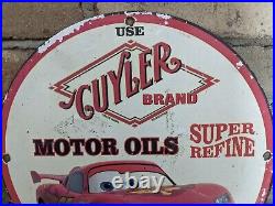 Vintage Guyler Motor Oil Porcelain Gas Station Pump Sign 12