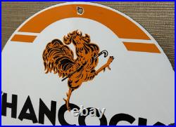 Vintage Hancock Gasoline Porcelain Sign Dealership Gas Station Motor Oil