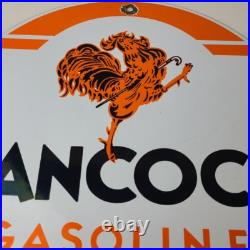 Vintage Hancock Gasoline Sign Gas Motor Oil Pump Plate Porcelain Sign Vintage Hancock Gasoline Sign Gas Motor Oil Pump Plate Porcelain Sign