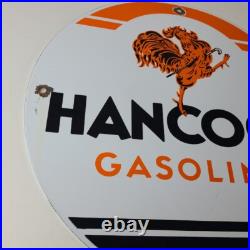 Vintage Hancock Gasoline Sign Gas Motor Oil Pump Plate Porcelain Sign Vintage Hancock Gasoline Sign Gas Motor Oil Pump Plate Porcelain Sign