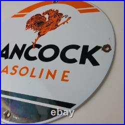 Vintage Hancock Gasoline Sign Gas Motor Oil Pump Plate Porcelain Sign Vintage Hancock Gasoline Sign Gas Motor Oil Pump Plate Porcelain Sign