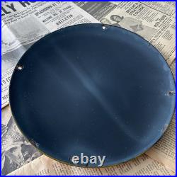 Vintage Harley Davidson Genuine Motor Oil 12 Inch Convex Porcelain Enamel Sign