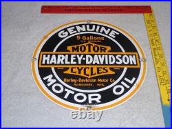 Vintage Harley Davidson Motor Oil 11 1/4 Porcelain Gas & Oil Sign! Motorcycle