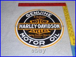 Vintage Harley Davidson Motor Oil 11 1/4 Porcelain Gas & Oil Sign! Motorcycle