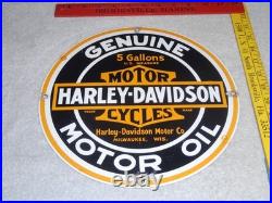 Vintage Harley Davidson Motor Oil 11 1/4 Porcelain Gas & Oil Sign! Motorcycle