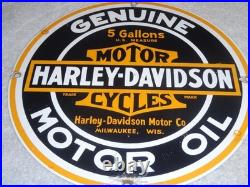 Vintage Harley Davidson Motor Oil 11 1/4 Porcelain Gas & Oil Sign! Motorcycle