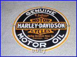 Vintage Harley Davidson Motor Oil 11 1/4 Porcelain Gas & Oil Sign! Motorcycle
