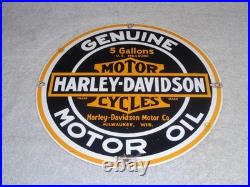 Vintage Harley Davidson Motor Oil 11 1/4 Porcelain Gas & Oil Sign! Motorcycle