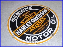 Vintage Harley Davidson Motor Oil 11 1/4 Porcelain Gas & Oil Sign! Motorcycle