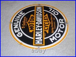 Vintage Harley Davidson Motor Oil 11 1/4 Porcelain Gas & Oil Sign! Motorcycle