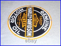 Vintage Harley Davidson Motor Oil 11 1/4 Porcelain Gas & Oil Sign! Motorcycle