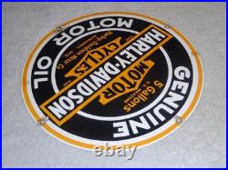 Vintage Harley Davidson Motor Oil 11 1/4 Porcelain Gas & Oil Sign! Motorcycle