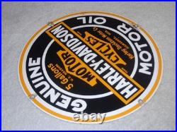 Vintage Harley Davidson Motor Oil 11 1/4 Porcelain Gas & Oil Sign! Motorcycle