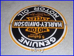 Vintage Harley Davidson Motor Oil 11 1/4 Porcelain Gas & Oil Sign! Motorcycle
